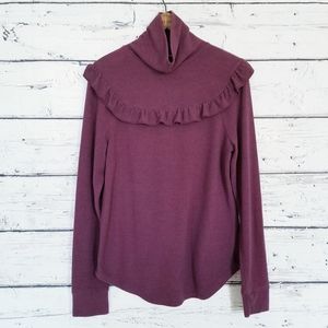June and Hudson Berry Purple Ruffled Knit Top